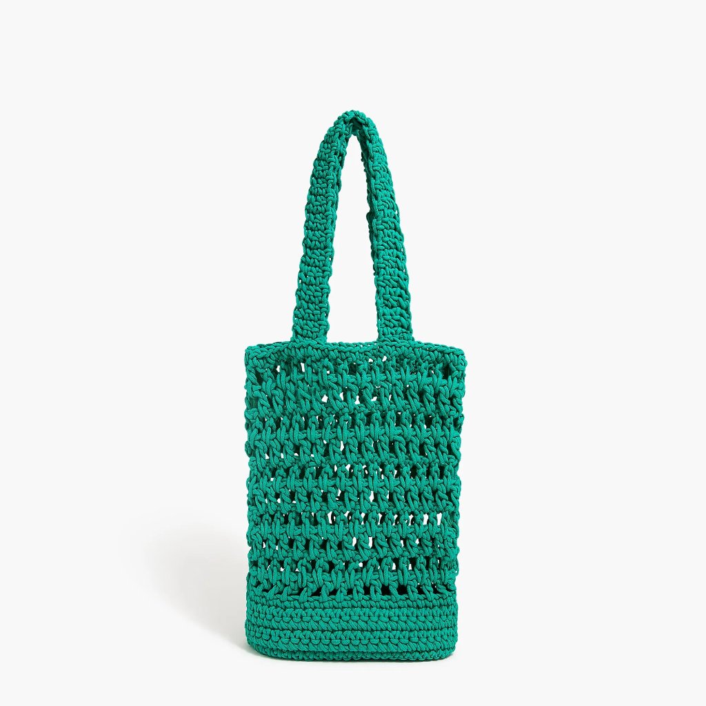 Nwt J. Crew Mesh Roped Bucket Bag Tote In Emerald Island Green
